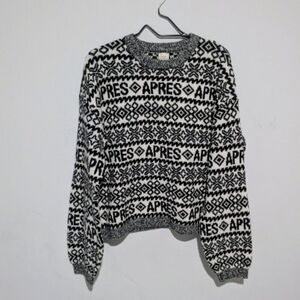 "APRES" Black & White Chunky Knit Sweater Size S